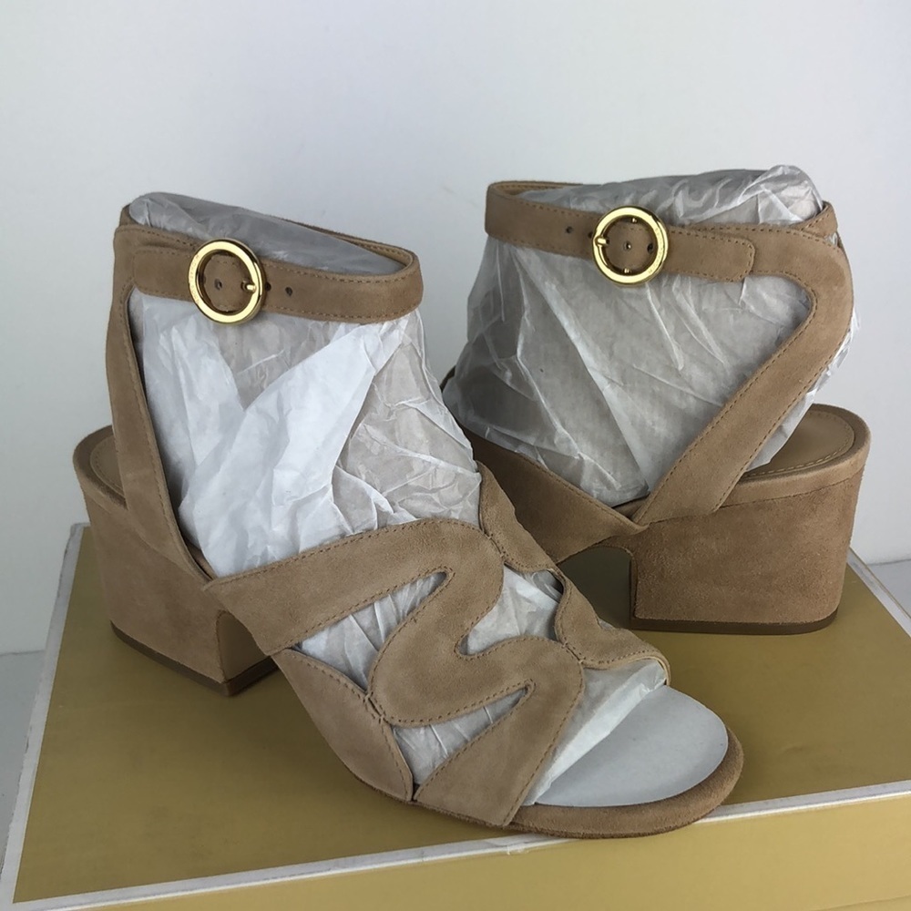 NEW Michael Kors Annalee Mid Ankle Strap Peep Toe Sandals Heels 6 - Picture 8 of 10